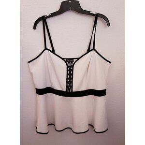 City Chic Corset SleevelessTop White  Black Trim Adjustable Straps 18/20 EUC